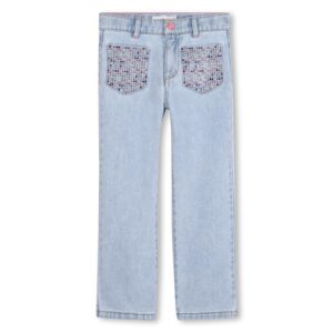 Meisjes jeans met studs straight fit denim broek