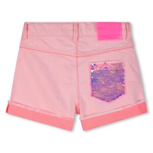 Meisjes shorts roze met pailletten