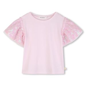 T-shirt met pailletten mouwen roze meisjes – Billieblush