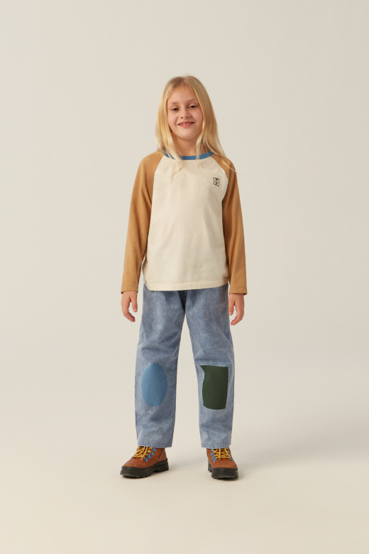 Uniseks denim broek in lichtblauw katoen met elastische tailleband