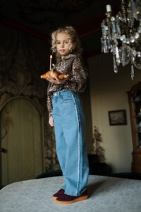 Petit Blush wide leg jeans mid blue