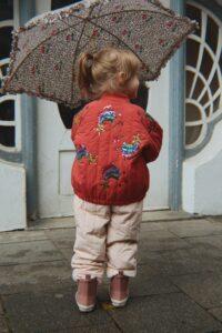Konges Sløjd meisjes sequin bomber jas cardinal rood