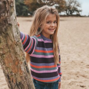 Your Wishes Stripe Knit Chunky Sweater daybreak blauw
