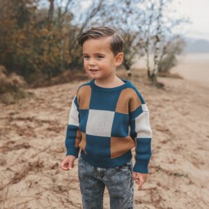 Your Wishes Check Knit Chunky Sweater multicolor