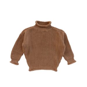 Your Wishes Knit Oversized Turtleneck Sweater indian tan beige