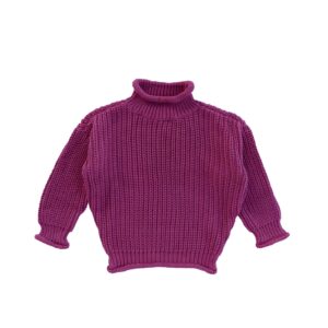 Your Wishes Knit Oversized Turtleneck Sweater purple wine paars