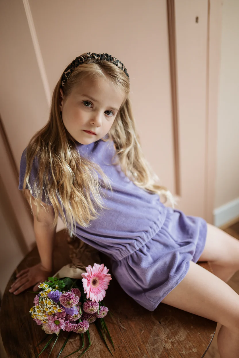 Zomerse meisjes jumpsuit van katoen badstof in lila