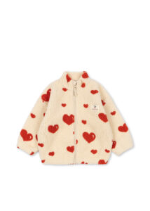 Konges Sløjd meisjes teddy fleece jas coeur amour roze gerecycled