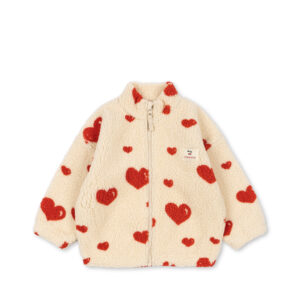 Konges Sløjd meisjes teddy fleece jas coeur amour roze gerecycled