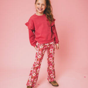 Flared broek meisjesjaquard sweat spring flower | Looxs Little