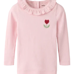 Roze shirt met bloemenborduursel