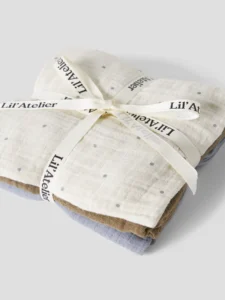 Lil' Atelier baby 3-pack luiers beige Turtledove Sepia Tint blauw biologisch katoen