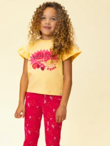 LOOXS T-shirt meisjes geel met Banana Shake print