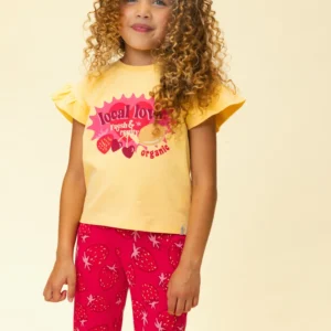 LOOXS T-shirt meisjes geel met Banana Shake print