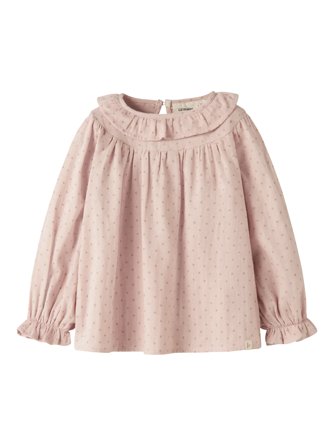 Roze blouse met rimpels en stippen