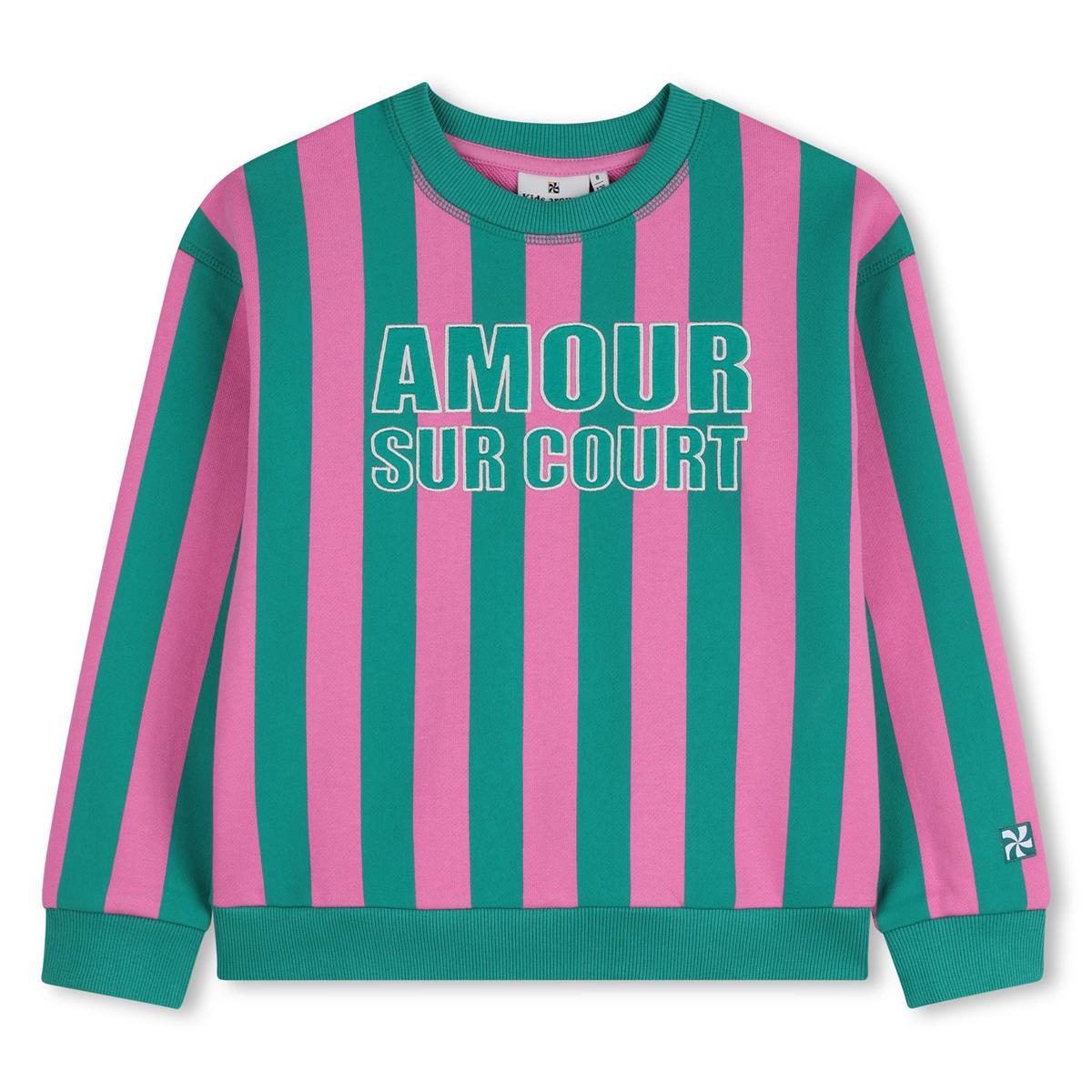 meisjes fleece sweatshirt roze groen gestreept