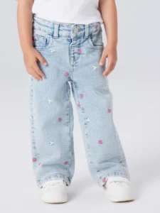 Wide fit meisjes jeans met hartjes