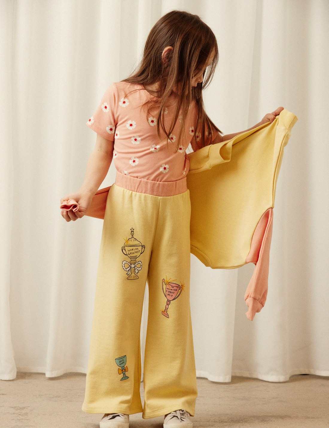 Mini Rodini joggingbroek Trophies geel