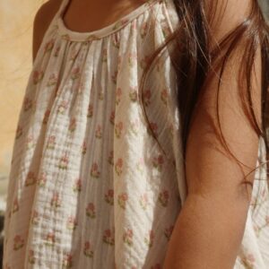 Konges Slojd jurk creme bloemenprint carta rosa