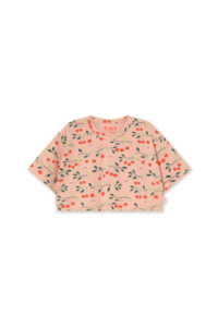 Meisjes crop T-shirt kersen print biologisch katoen – Tiny Cottons