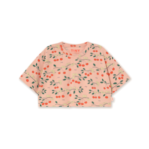 Meisjes crop T-shirt kersen print biologisch katoen – Tiny Cottons