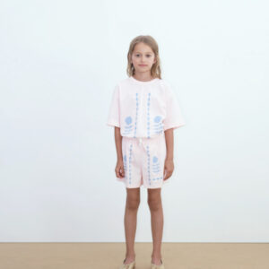 Meisjes T-shirt flower print biologisch katoen roze – Tiny Cottons