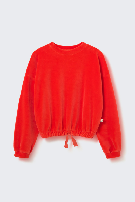FARAK253w6 velour knit bow sweatshirtspicy orange