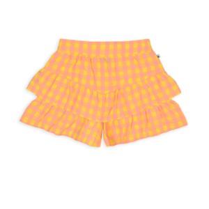 Trendy seersucker ruit short met ruffles | Ammehoela