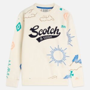 Scotch and Soda Printed relaxedfit sweatshirt eggnog crème