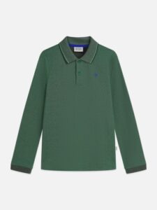 Scotch and Soda Contrast tipping pique regularfit longsleeved polo spectra green melange