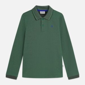 Scotch and Soda Contrast tipping pique regularfit longsleeved polo spectra green melange