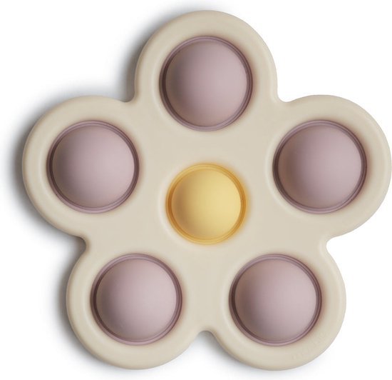 Mushie Bijtspeeltje Flower Press Toy Soft Lilac Pop It Levi & Meli