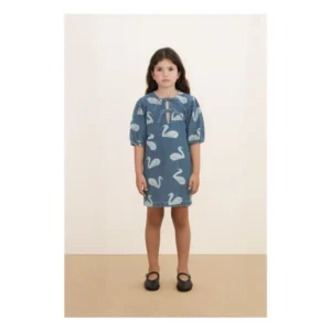 Tiny Cottons Denim Swans jurk meisjes blauw katoen