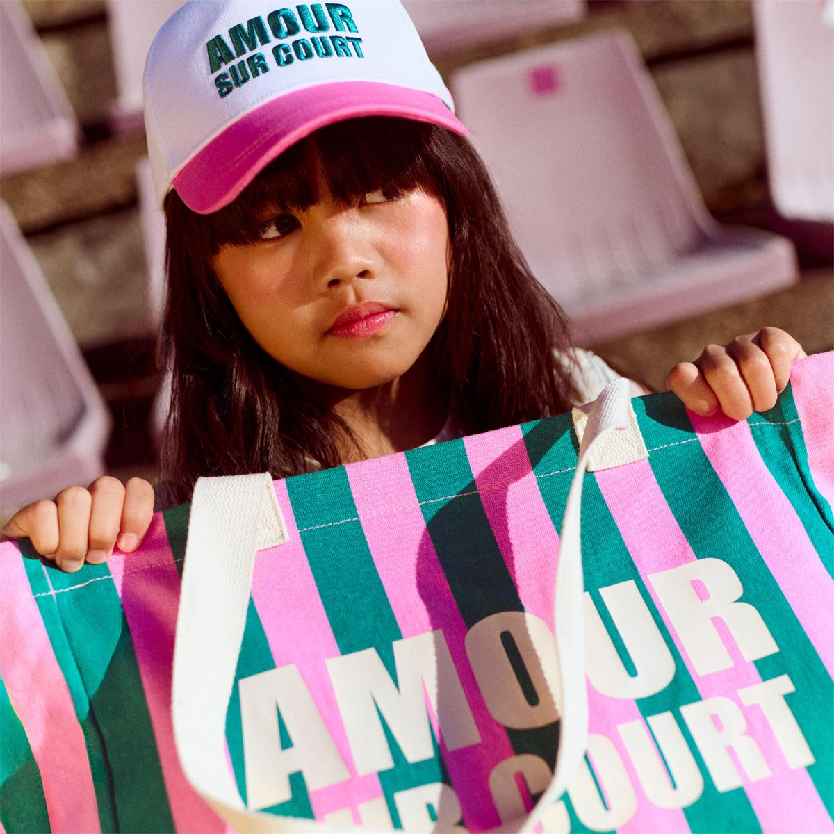 witte pet met roze klep kind