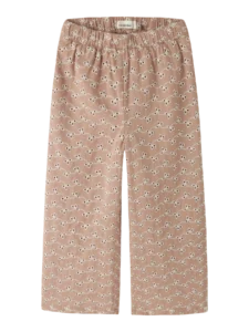 Meisjes wide leg broek Tessie broderie beige Lil Atelier
